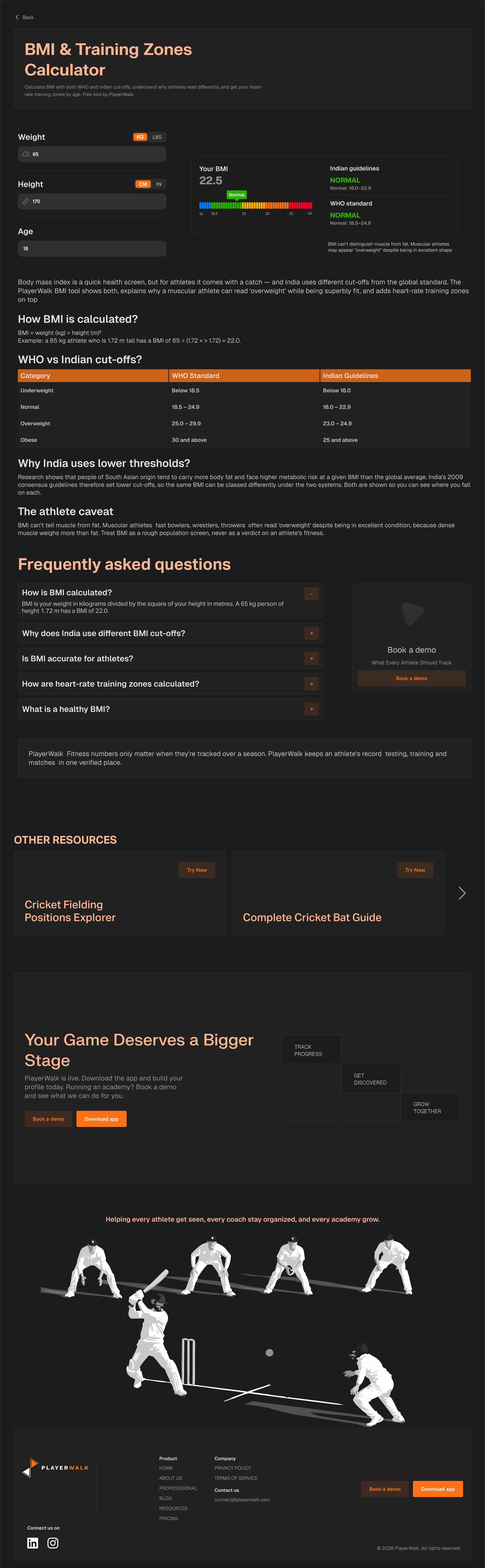 BMI & Training Zones Calculator preview