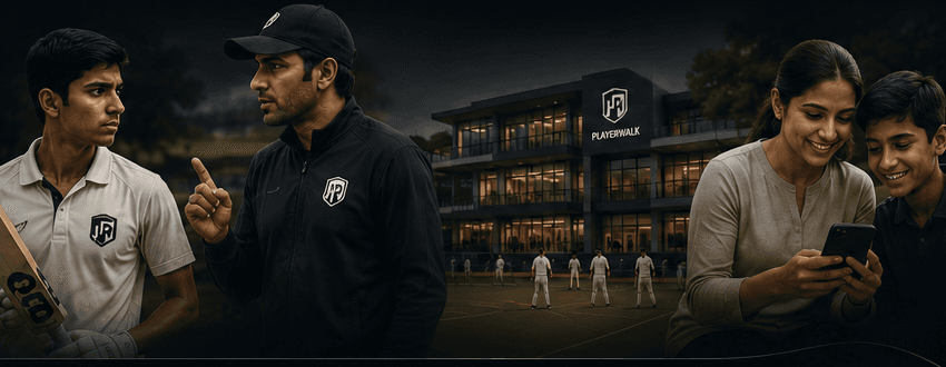Cricket players, coaches and families on PlayerWalk